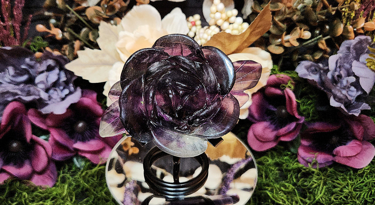 Rainbow Fluorite Crystal Rose