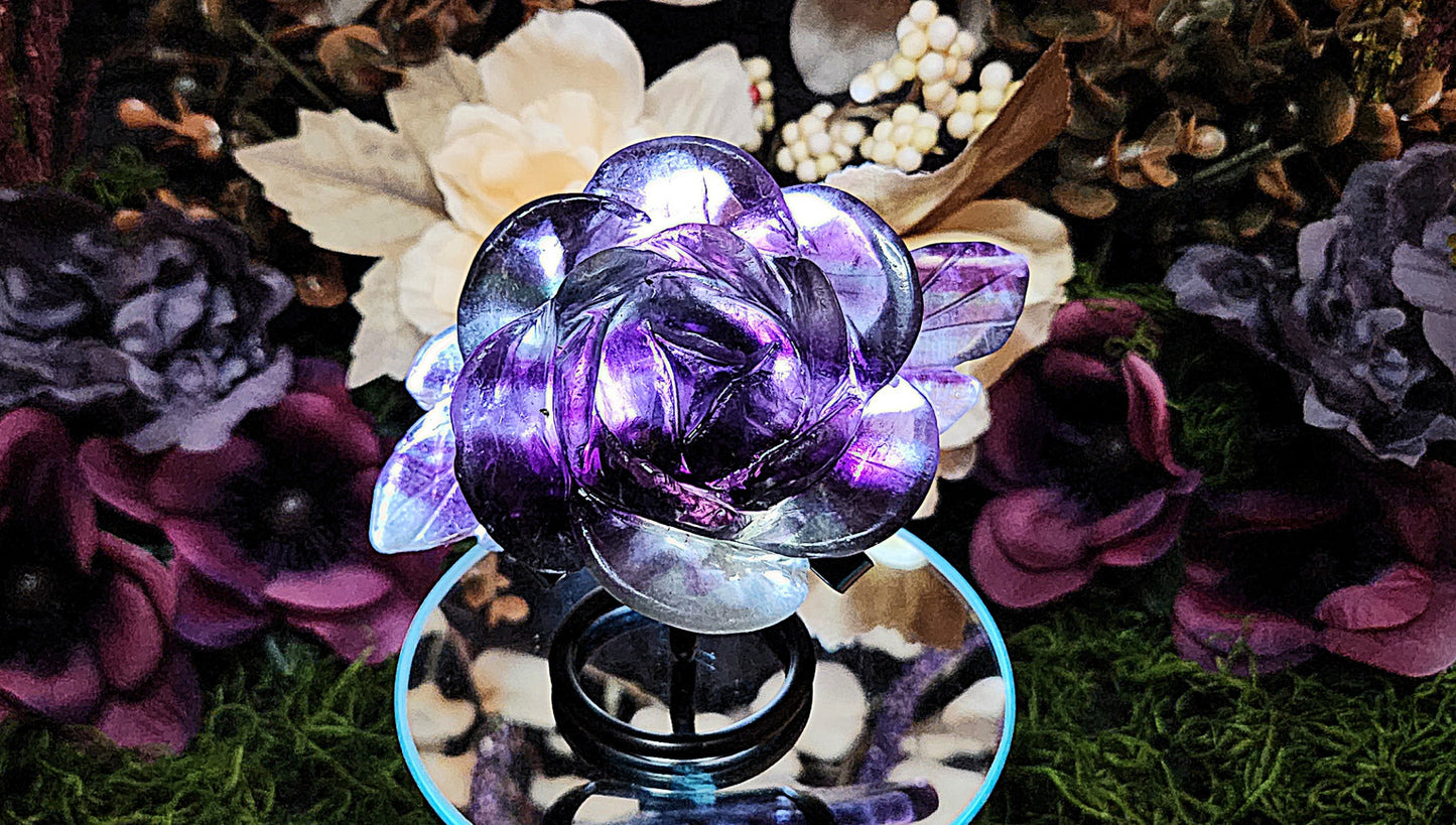 Rainbow Fluorite Crystal Rose