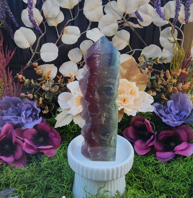 Rainbow Fluorite Druzy Tower