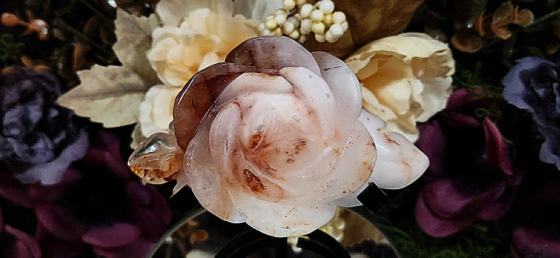 Fire Quartz & Milky Quarts Rose